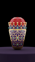 Crown Ruby Enamel Statement Ring