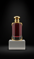 Gold-Accented Crimson Garnet Perfume Bottle