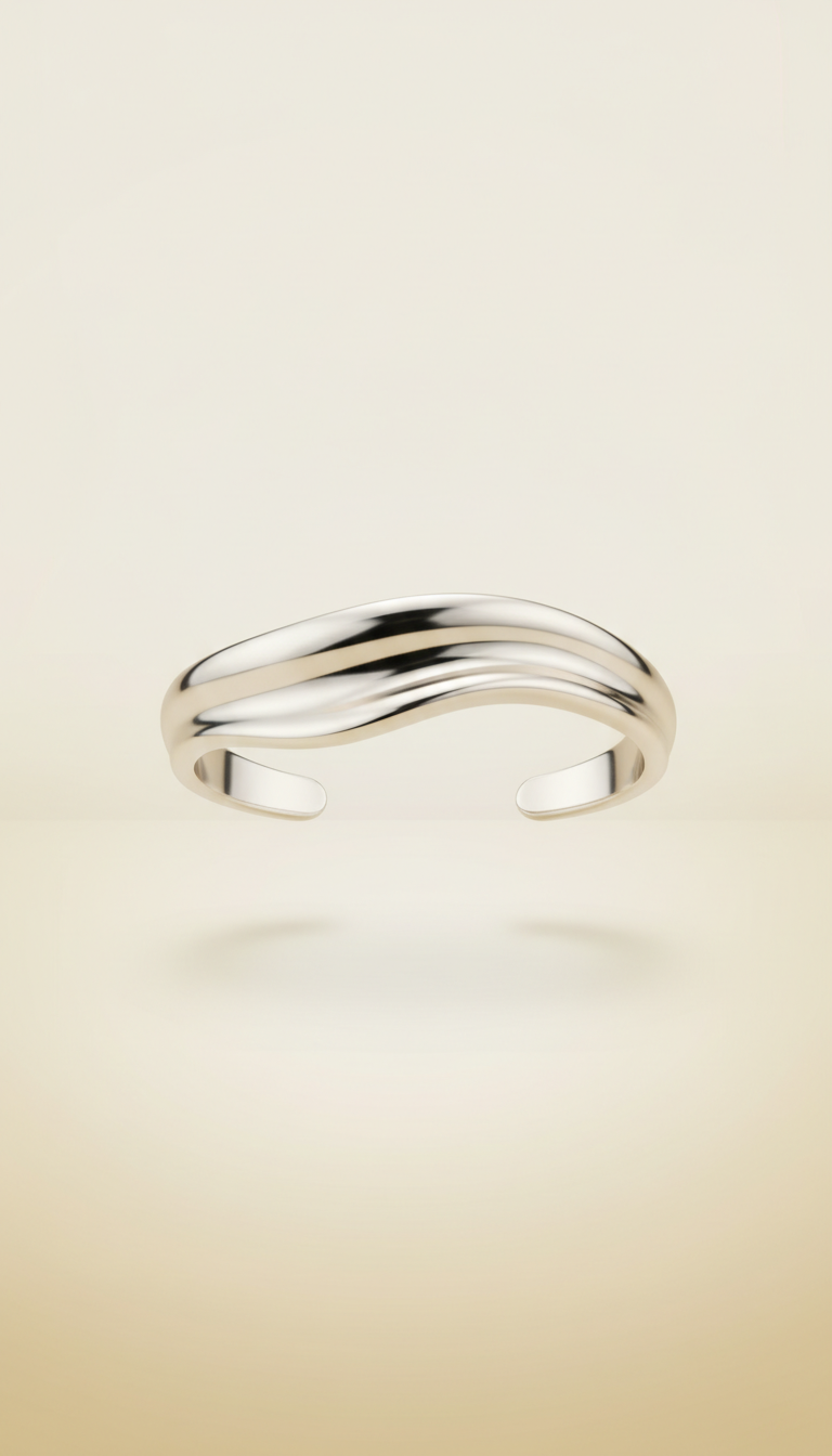 Platinum Hue Sculptural Cuff Bracelet