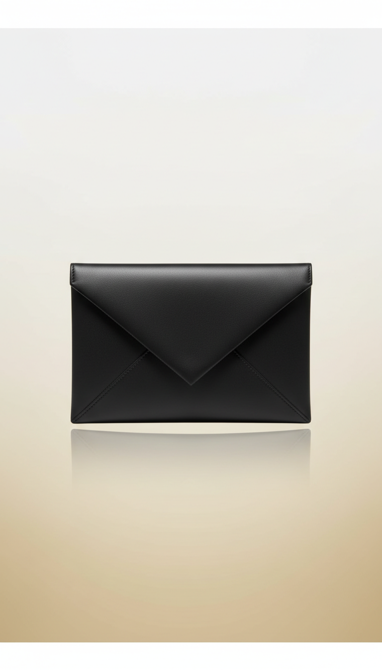 Onyx Leather Envelope Clutch