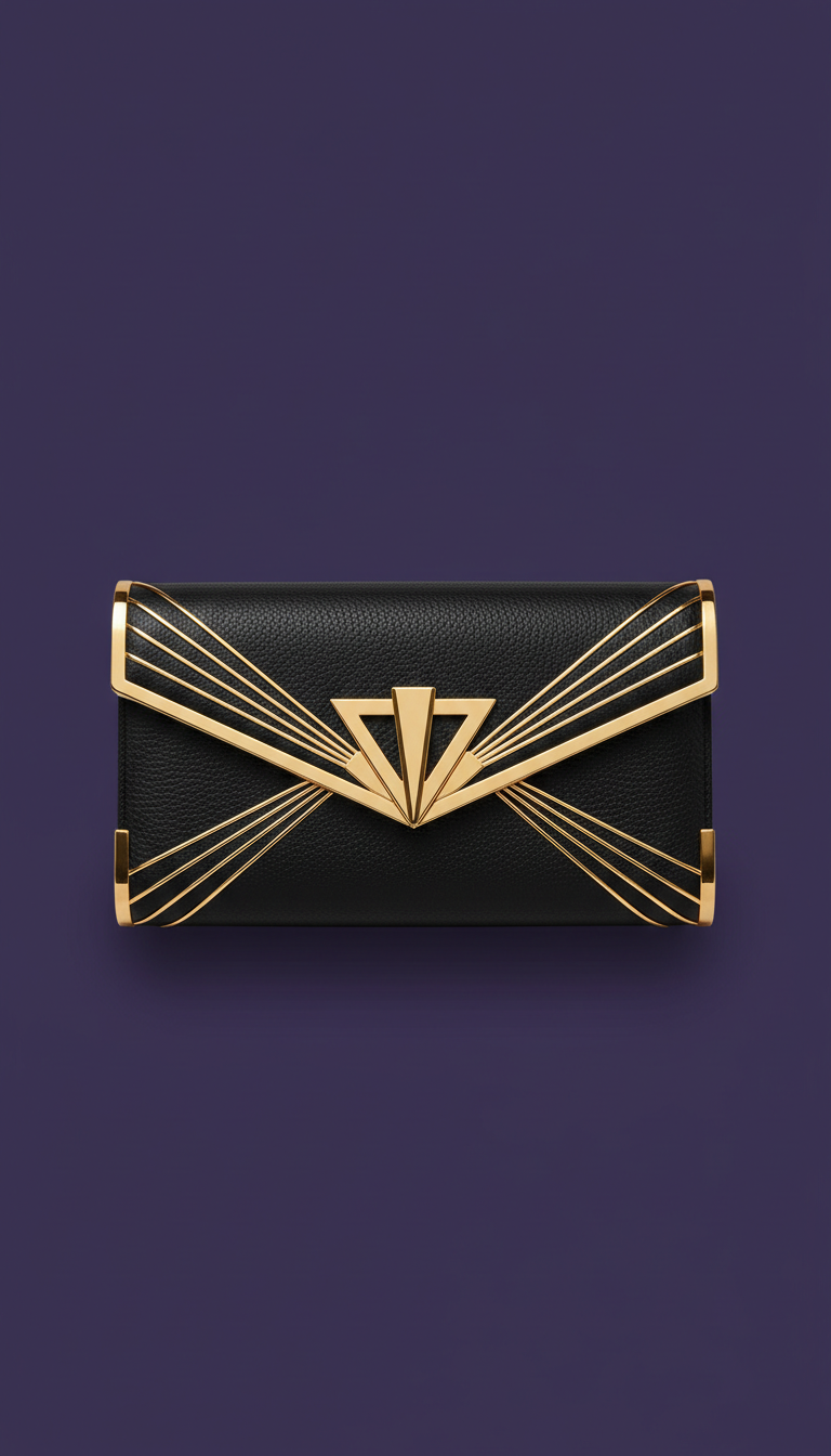 Gold-Accented Italian Leather Clutch