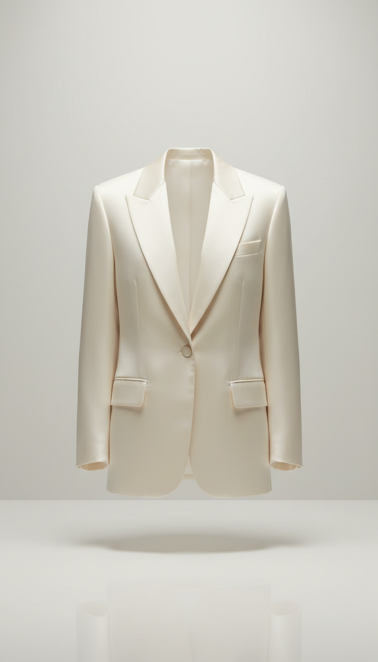 Ivory Silk Tailored Blazer